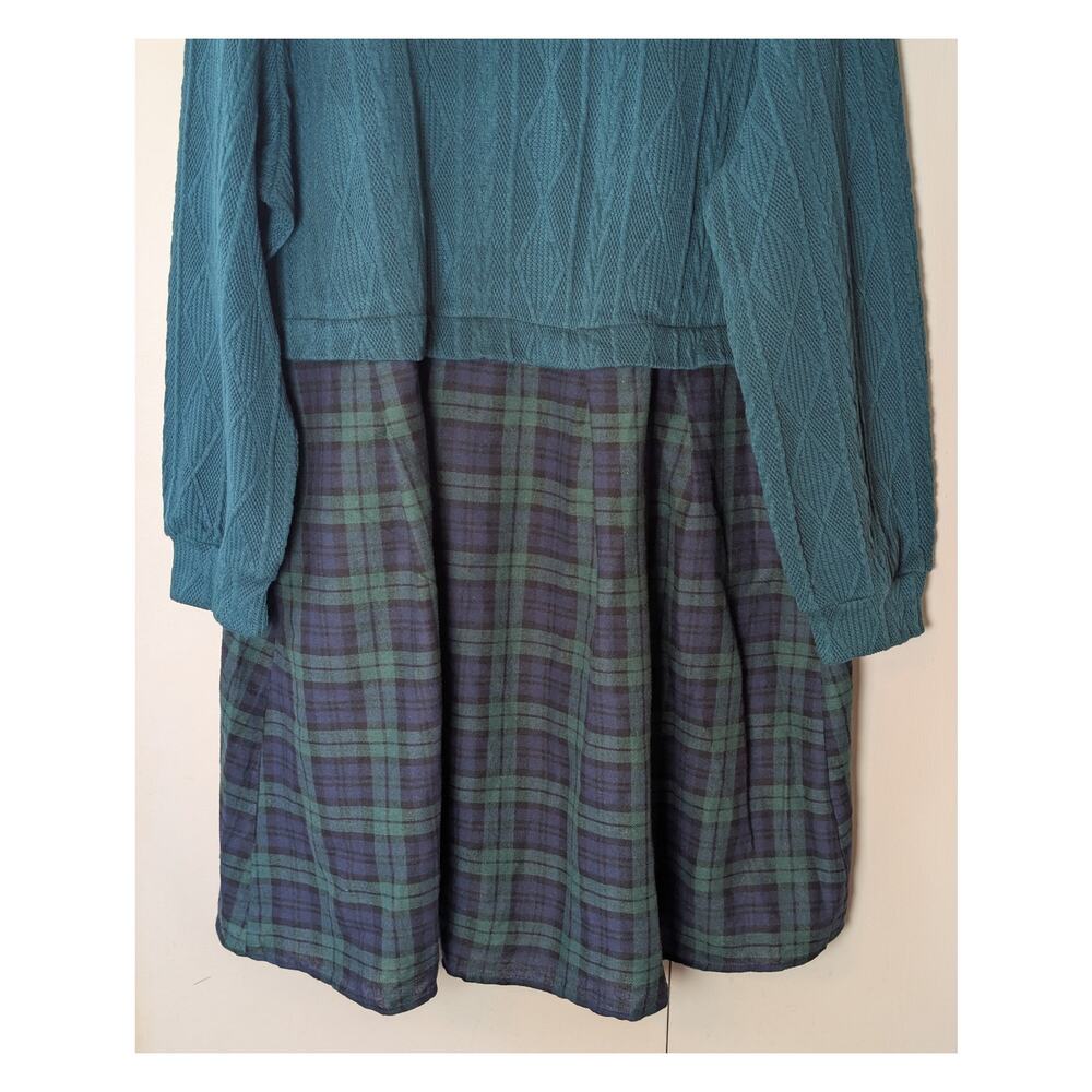 Bloomchick Green Sweater Plaid Dress 3XL - Picture 11 of 14